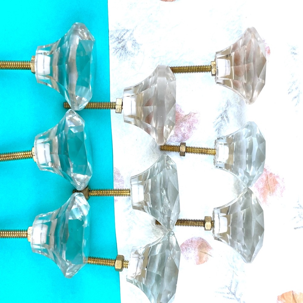 9 Old Crystal Door Knobs